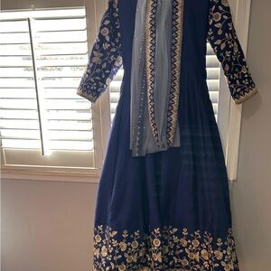 Elegant women small size  Formal Dress with Gold Detailing